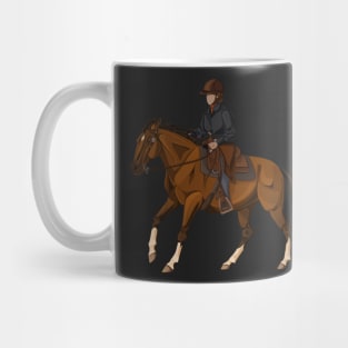 Bay Ranch Riding Horse in Lope with Chrome Mug